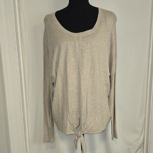 Style & Co Beige Tie-Front Lightweight Long Sleeve Sweater